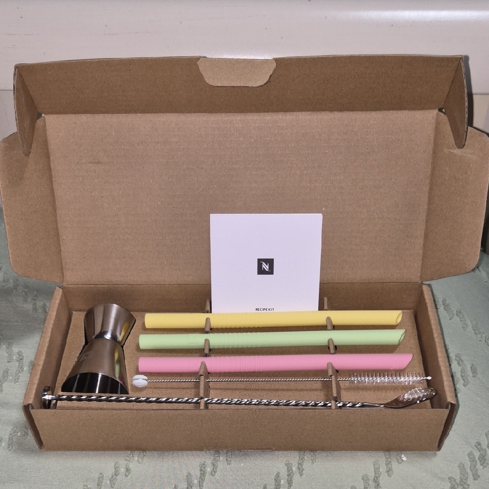 *2 FOR $30* Nespresso Bar Set with Silver Jigger and Colorful Straws